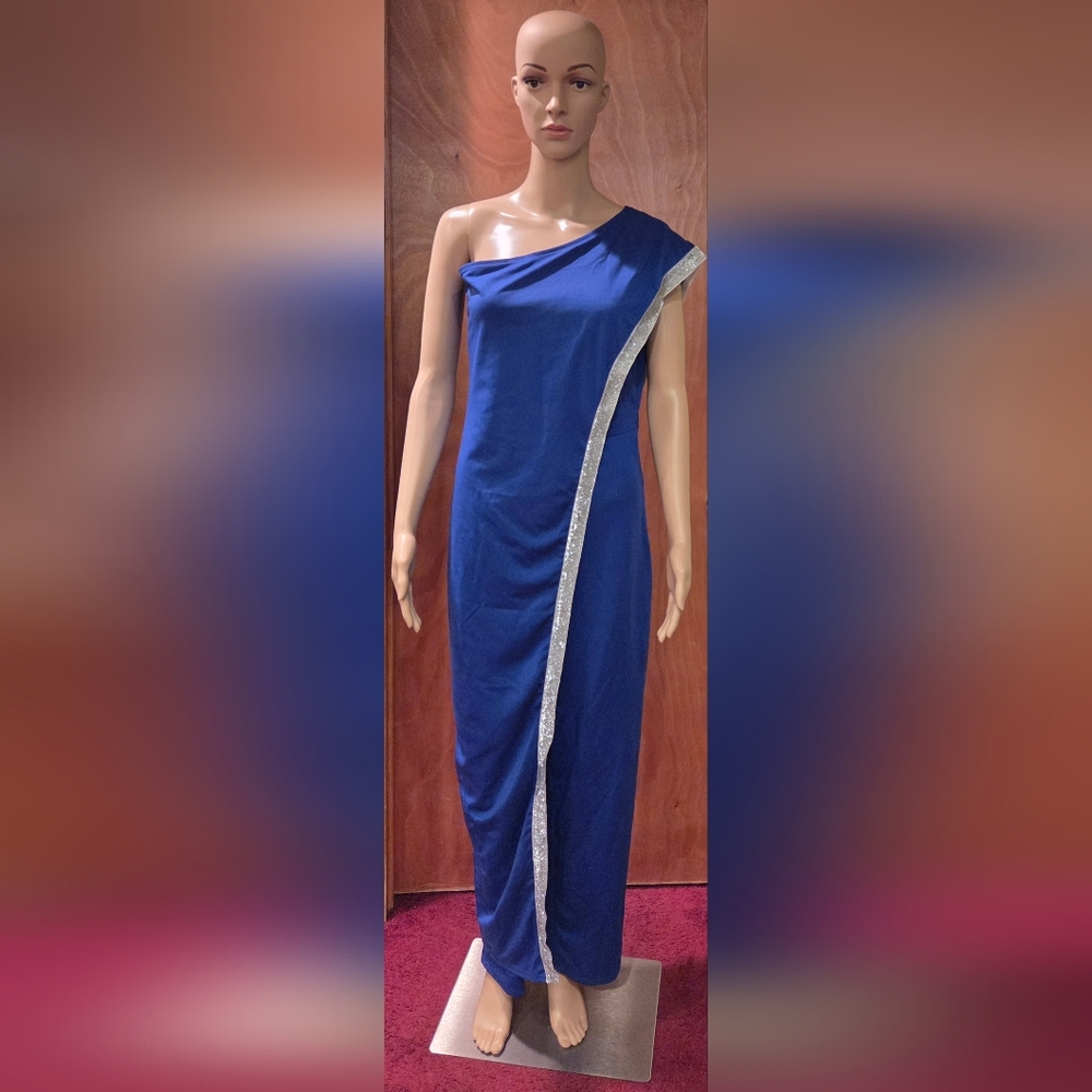 Elegant Blue Jumpsuit with Silver Accent
